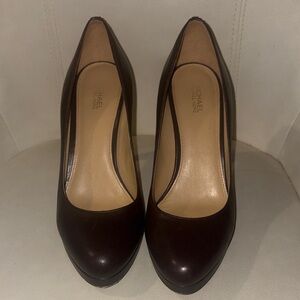 MICHAEL Michael Kors Dark Brown Leather Platform Pumps